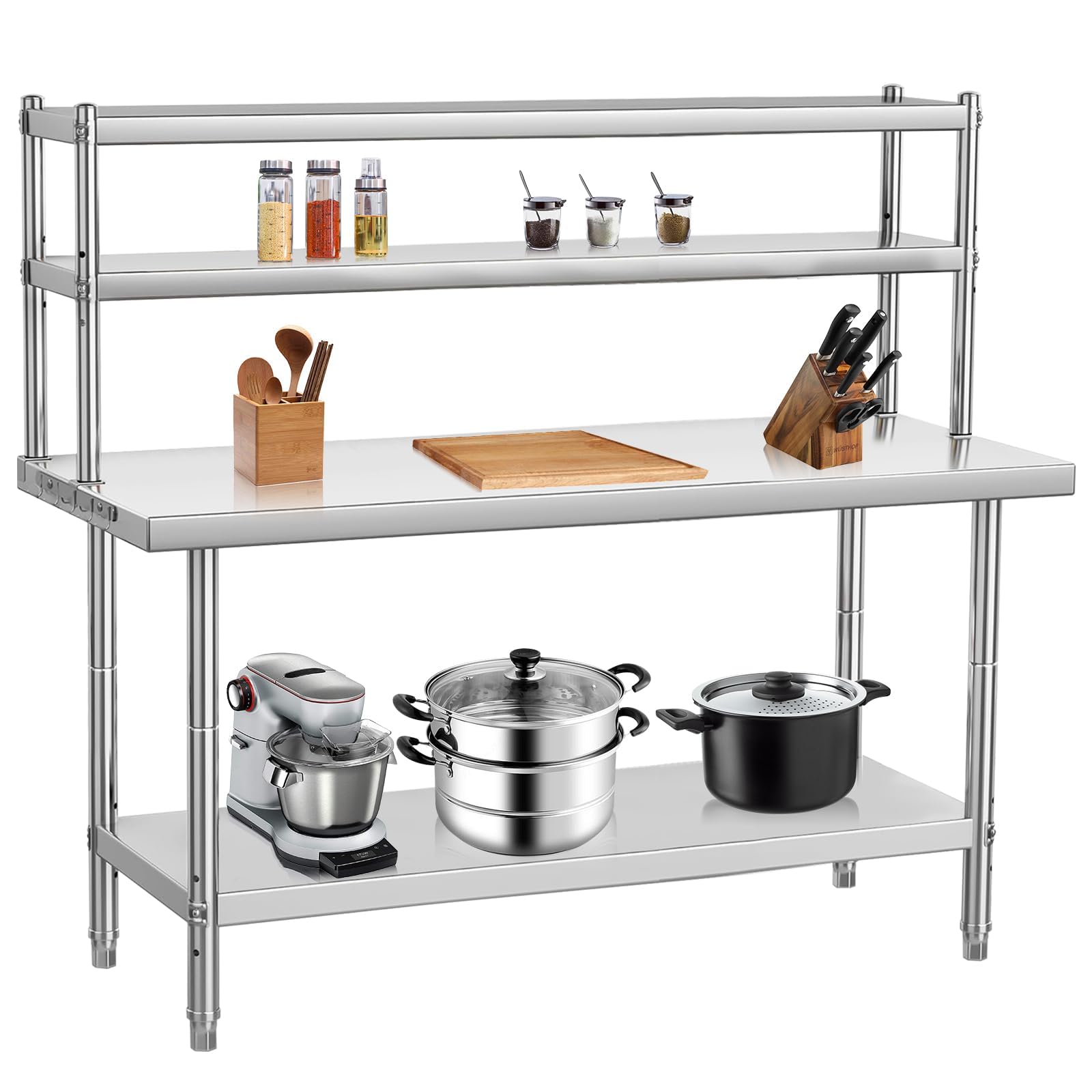 Commercial Kitchen Prep Table With Storage - 48x24 Ağır Hizmet Tipi Paslanmaz Çelik