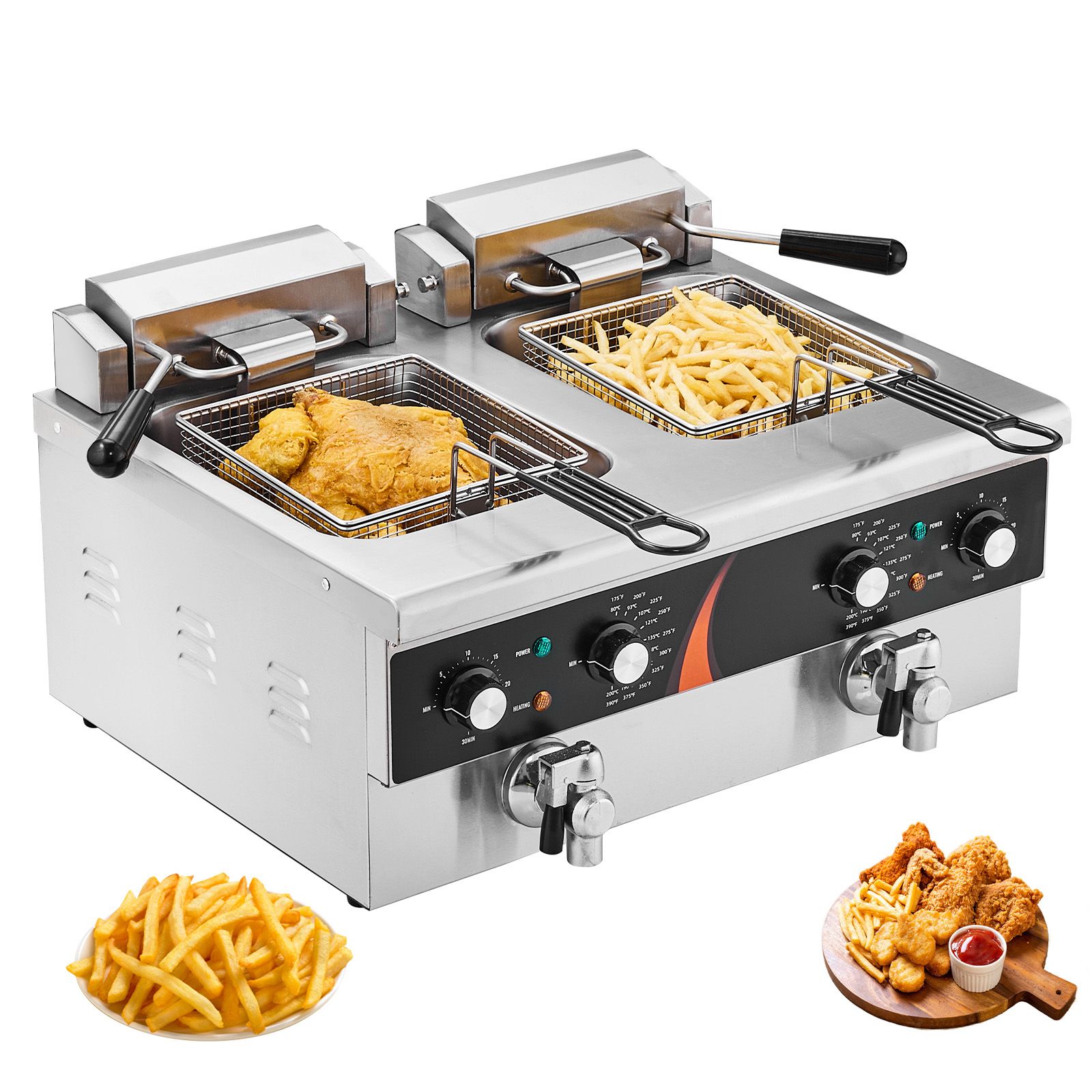 Deep Fryer Commercial - Ticari Fritöz 3500W, Çift Tanklı Elektrikli