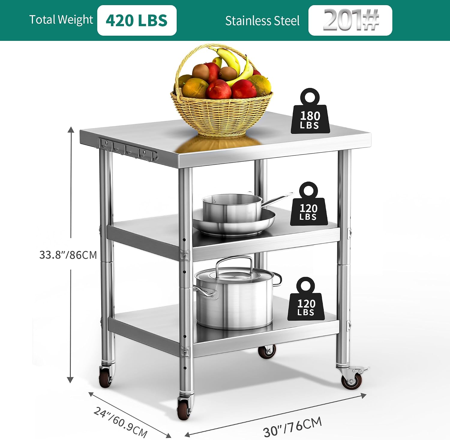 Paslanmaz Çelik Yemek Hazırlık - Commercial Kitchen Prep Table With Storage incelemesi ve fiyatı