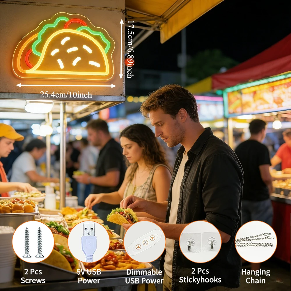 Taco Neon Tabela LED USB Kısıl - Commercial Kitchen Store incelemesi ve fiyatı
