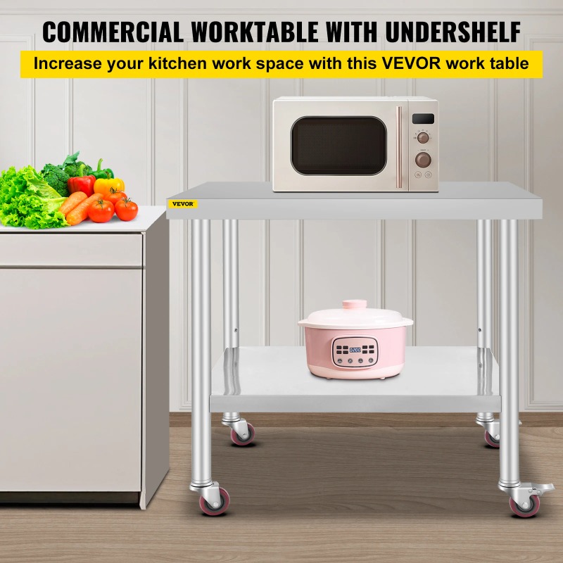 Paslanmaz Çelik Mutfak Hazırlı - Commercial Kitchen Prep Table With Storage incelemesi ve fiyatı