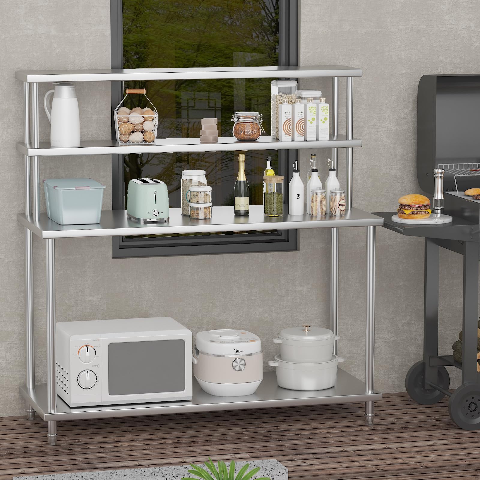 Paslanmaz Çelik Üst Raflı Masa - Commercial Kitchen Prep Table With Storage incelemesi ve fiyatı
