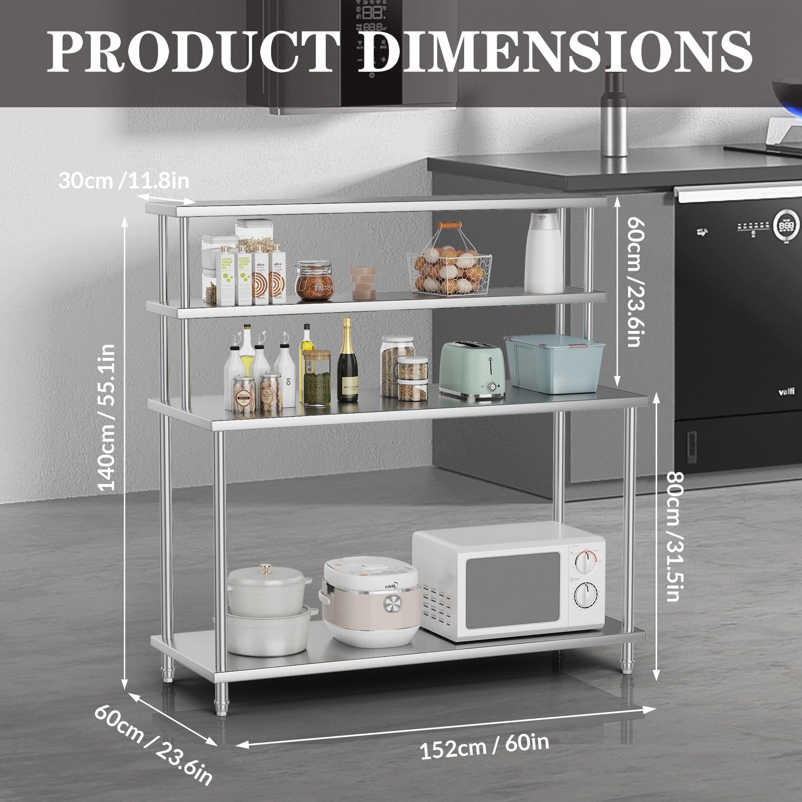 Paslanmaz Çelik Üst Raflı Masa - Commercial Kitchen Prep Table With Storage incelemesi ve fiyatı